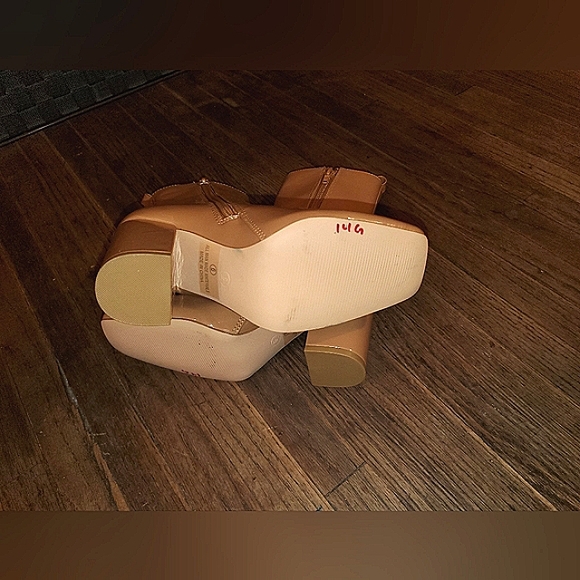 NEW! Lulu's Bekka Caramel Patent Leather Mid-Calf Boots SZ 6 - Picture 7 of 8